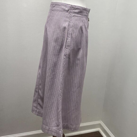 MADEWELL Pleated Midi Skirt. Size 4. Button-front, lilac purple stripe academia - Picture 7 of 16